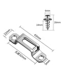 Image of a stainless steel slide lock hardware piece from the 50 Piece Set Invisible Two In One Connector Screws Hidden Cabinet Wardrobe Fasteners.