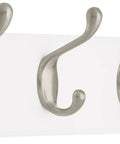 18 Inch Coat And Hat Hook Rail With Four Heavy Duty Hooks In White And Satin Nickel Wall Mounted Coat Rack For Hats Coats And Accessories
