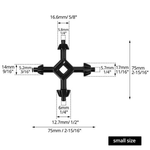 Four In One Drill Chuck Key Set With Quick Swap Wrench For Electric Drills, small size with multiple chuck sizes and measurements.