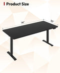 Stunning Sanodesk 79 Inch By 32 Inch Electric Height Adjustable Standing Desk With Spacious Desktop for dual monitors shown in size diagram.