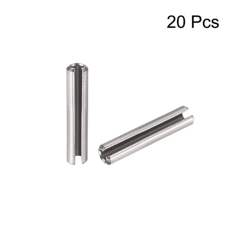 Slotted Spring Pin M2 X 8mm 304 Stainless Steel Roll Dowel Pins, Plain Finish, Axial Slotted, Chamfered Ends, 20Pcs