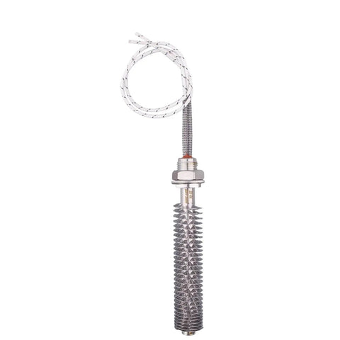 220V Electric Finned Air Heater Element M18 Thread Cartridge Radiator 300W To 1KW with stainless body and wires.