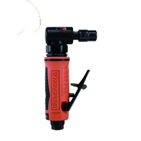 Badass One Quarter Inch Air Angle Die Grinder With Nimble Ergonomic Handle And Reliable Safety Trigger For Rock Solid Metal Polish And Swift Precision Cuts At Twenty Thousand Rpm Shop Ready, showing unique angled head design.