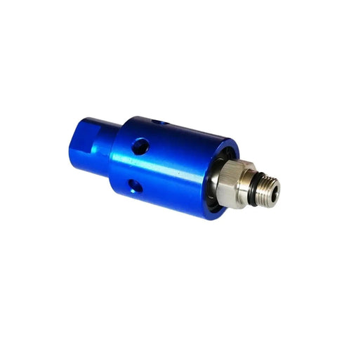 Compact Brass Closed Seal Rotating Union Swivel Joint For Fluid Lines, Low Friction, Fast Response, Built To Last Heavy Duty High Performance Rotary Connector For Tight Spaces And Flexible Hoses, Reliable Sealing And Long Life, blue anodized