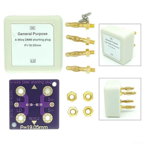 4 Wire Short Socket For DMM Calibration, Gold Plated Banana Connectors, PCB Assembly, Resistance Verification Tool For Bench Multimeters