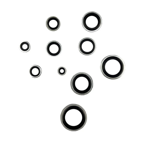 All In One Automotive Bonded Seal Kit, 150 Piece Self Centered Gasket And Oil Washer Set In Zinc Plated Iron, M6 To M24 Sizes