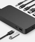 Ready To Crush Your Daily Grind Using This Beast Mode Thunderbolt 4 Dock And USB4 Hub with USB ports and cables in sleek black design.