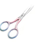 Multicolor Professional Grooming Scissors For Facial Hair Removal And Trimming, Precision Eyebrow And Beard Scissors, Stainless Steel Shears With Comfortable Grip For Salon Or Home Use, 3.9 inch pink handle