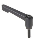 Heavy Duty Adjustable Clamping Lever With Die Cast Zinc Handle And External Steel Stud For Rock Solid Tool Hold featuring black finish and smooth action.