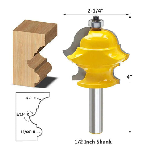 Top Shelf Half Inch Shank Adjustable Multi Profile Molding Router Bit For Woodworkers with 2-1/4 In cut width and yellow design