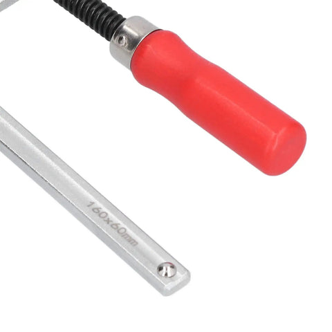 Adjustable Aluminum F Clamp For Woodworking With Poplar Handle, Heavy Duty, Non Slip Grip, Die Cast Aluminum Body Close-up
