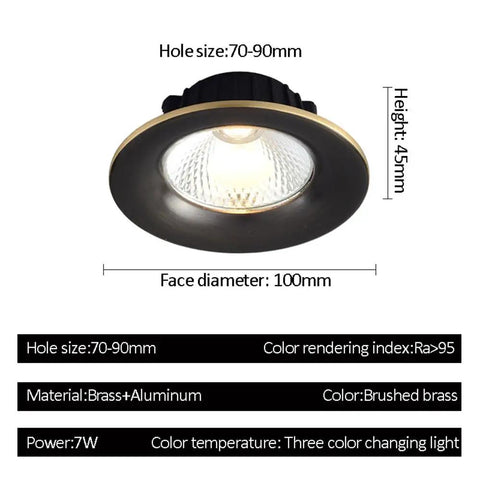Clean 15 Pack Black Brushed Brass Led Recessed Ceiling Lights With Smooth Trim And Switchable 3000K 4000K 6000K Shades For Quick Ceiling Upgrades No Fuss Setup Guaranteed, showing detailed view of one fixture.