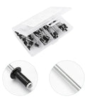 Aluminum Blind Rivet Kit With Burr Free Pull Rods, 120 Piece Assortment In Black Aluminum Finish For Heavy Duty Furniture And Car Projects, Includes M2.4 M3.2 M4 Sizes And Smooth Surface, Works With Pneumatic Electric And Manual Rivet Tools