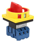 Rotary Cam Changeover Switch 3 Pole 2 Position Load Circuit Breaker On Off Power Switch 25 Amp with yellow base and red handle