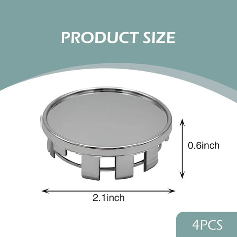 4 Pack Wheel Center Hub Caps 2 1 In 54mm Snap On Plastic Rim Guards Shake Off Road Grime On Your Dailies With These Solid Silver Covers, showing size measurements.