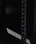 Inside view of Slick 6U Wall Mount Server Rack Cabinet With Lockable Steel Door and removable panels, showing mounting slots.