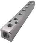 7 Way Pneumatic Manifold Air Distribution Block With G1/2 Supply Ports And G1/4 Output Ports In Aluminum Alloy