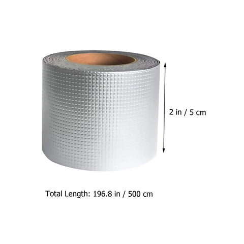 Butyl Aluminum Foil Sealing Tape For Emergency Repairs And Leak Stops; 2-inch wide roll; 196.8 inches long for DIY outdoor use.