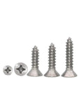 Top Shelf TA2 Pure Titanium Flat Head Countersunk Self Tapping Screws Pack Of Twenty ST5 X 12mm Phillips Drive, showing different screw sizes.