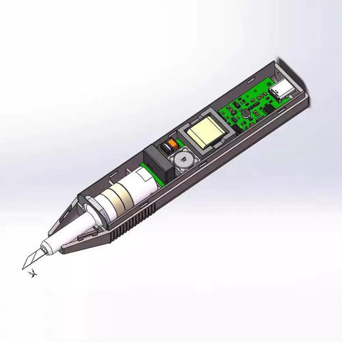 Handheld 35 Khz Ultrasonic Cutting Knife For 3D Resin And PLA Models And Parts With 5 Spare Blades showing internal components.