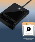 CAC Card Reader Plug And Play For USB C And USB A With Smart Card Security DOD Military Grade CCID ISO7816 Compatible Works On Windows Mac Linux RoHS And CE Certified showing FIDO2 Cryptnox Card compatibility