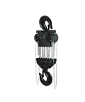 Sturdy One Ton Manual Pulley Chain Block Hoist Crane Lifting Machine With Durable Black Finish For Heavy Duty Garage Jobs And Warehouse Work, featuring a rugged black design with metal hooks and chains.