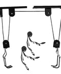 Heavy Duty Ceiling Hoist Pulley System With 60kg Capacity Overhead Bike Rack And Kayak Hanger, steel garage lift components