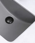 Straight Up Heavy Duty Ceramic Sink, Square Under Counter Wash Basin, close-up of deep gray bowl with drain.