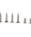 Stainless steel screws from Six Piece Cabinet Hinge Repair Plates Kit With Screws Durable Furniture Fixing Plates For Quick Door Hinge Replacement
