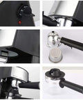 Close-up of controls and parts of Top Shelf Espresso Coffee Machine With Quick Steam Milk Frother For Creamy Cappuccinos And Bold Lattes Compact Five Bar Brewer Hits Different For Daily Coffee Rituals.