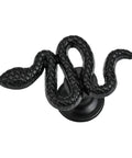 Snake Shaped Doorknob and Cabinet Knob Zinc Alloy Push Pull Door Handle for Wardrobes Nightstands and Cabinets Kid Friendly Nursery Decor Unique Playful Nature Inspired Hardware black snake-shaped zinc alloy knob front view