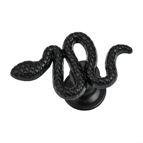 Snake Shaped Doorknob and Cabinet Knob Zinc Alloy Push Pull Door Handle for Wardrobes Nightstands and Cabinets Kid Friendly Nursery Decor Unique Playful Nature Inspired Hardware black snake-shaped zinc alloy knob front view