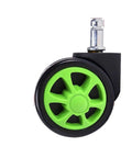 Pack Of 5 60mm Green Office Chair Casters With Large Car Wheel Style for smooth rolling, dope durable stem casters, heavy duty replacement
