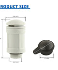 Air Jet Valve And Cap Replacement For Above Ground Pool Inlet OEM Part 12363 12373 with dimensions labeled for size.