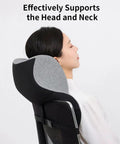 Ergonomic Office Chair Headrest With Adjustable Neck Support Pillow, Memory Foam Comfort And Removable Washable Cover, Gray