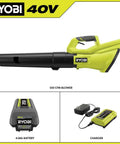 Kick Messy Debris Right Out Of Sight With This Heavy Duty 40 Volt Cordless Leaf Blower Delivering A Smooth 120 Mph Wind And 550 Cfm Output Includes Real Solid 4 Amp Hour Battery And Fast Charger Ready To Roll.