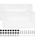 Crystal Clear Car License Plate Cover Kit Set Of Two With Screws And Caps Tough As Nails Flat Shield Universal For RVs, Sedans, And SUVs