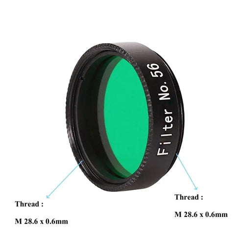 Close-up of green filter from 1.25 Inch Telescope Eyepiece Filter Kit With Storage Case, 6 Color Filters For Lunar And Planetary Viewing.