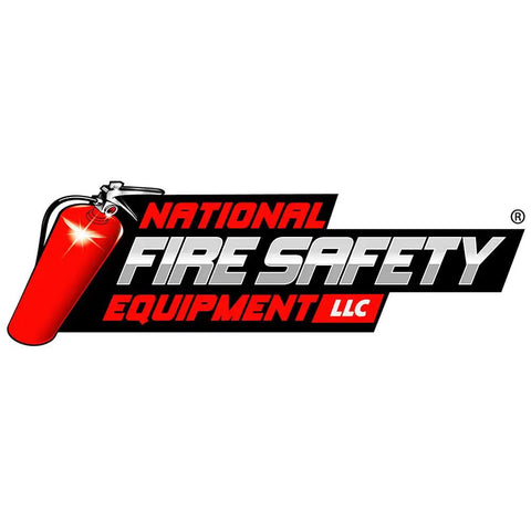 Logo of National Fire Safety Equipment LLC featuring a red fire extinguisher, promoting safety equipment.