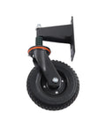 Ultra Heavy Duty 8 Inch Fence Gate Roller, Rock Solid 600 Lb Steel Core Caster With Quiet Rubber Tread, side view of wheel and mount