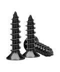 Premium Heavy Duty Black Carbon Steel Phillips Wood Screws Self Tapping Countersunk Fasteners M3 X 6 Millimeter with flat heads.