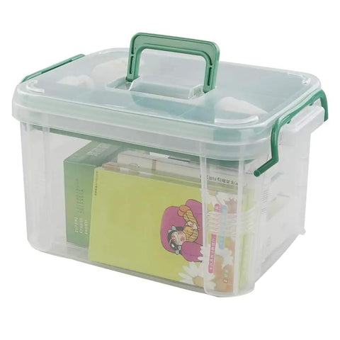 First Aid Kit Container Clear Organizer Box For Medicine Storage In Car Home And Office With Lift Out Tray For Small Items And Secure Clip Lid