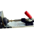 Heavy Duty Push Pull Toggle Clamp Locks Down Tight With A Hefty 500 Pound Rock Solid Grip Quick Release Lever, metal and rubber construction.