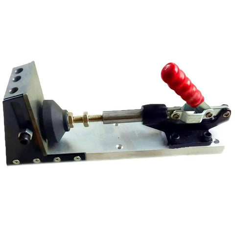 Heavy Duty Push Pull Toggle Clamp Locks Down Tight With A Hefty 500 Pound Rock Solid Grip Quick Release Lever, metal and rubber construction.