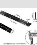 Heavy Duty Piano Hinge Set 2 Pieces 8 Inch Black Stainless Steel 0.05 Inch Thick With 1.2 Inch Open Width dimensions and screw size