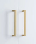 Ten Pack Five Inch Champagne Bronze Cabinet Pulls For Kitchen Cabinets zinc alloy drawer handles installed on white cabinet doors