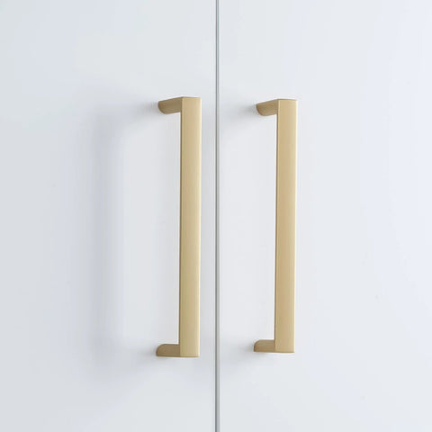 Ten Pack Five Inch Champagne Bronze Cabinet Pulls For Kitchen Cabinets zinc alloy drawer handles installed on white cabinet doors