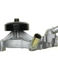Top Shelf Engine Water Pump To Keep Your Heavy Duty Rig Cool And Cruising Smooth For Hummer H2 2003 To 2006 With 6.0L V8 Or Gmc Savana 2500 From Model Years 2003 Through 2005 Powered By 5.3L V8 side view showing the pump's structure and hoses.