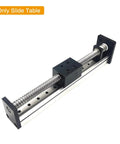 Straight Up Solid CNC Ball Screw Slide Table Motor Kit Plus Nema 23 Stepper And Dm556 Driver Paired With Precision Linear Guide Rail Stage image showing slide table with C7 grade ball screw and stainless steel rail.