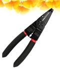 Multi-Functional Electrical Wire Stripper Pliers With Ergonomic Non-Slip Handle For Coax Cable And Insulated Terminals Crimping Tool Steel Electrician Grips on a light background.